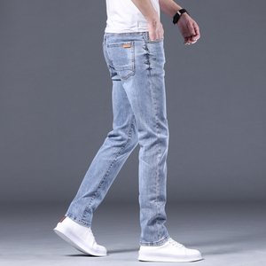 香港2024冰氧吧牛仔裤男修身直筒韩版高端弹力浅色休闲裤夏季薄款