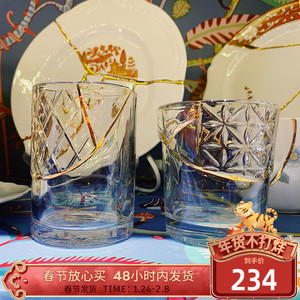 意大利seletti金缮系列玻璃杯手工修复玻璃杯24k金轻奢玻璃杯礼物