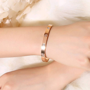 新款24k黄金手镯男女时尚简约不掉色18k玫瑰金防过敏卡扣手环送礼