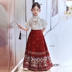 儿童明制改良古装汉服薄款套装中国风女童唐装马面裙夏季童装高端