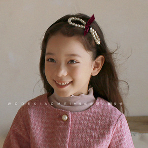韩国儿童手工珍珠头箍蝴蝶结发箍女发卡甜美公主头饰女童发饰