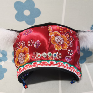 民族纯手工老绣 老刺绣复古民族风收藏品侗族小孩帽子a6080人付款390