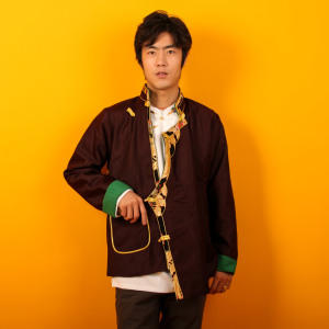夏季男士手工边藏装外套 纯色长袖潮流藏式外搭 康巴男孩西藏服