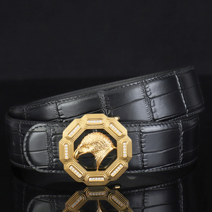 史蒂芬皮带男士进口头层牛皮鳄鱼纹鹰头高档奢侈品正品真皮腰带