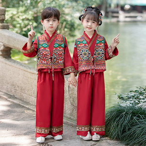 三月三民族服装儿童广西壮族彝苗土家族小孩六一男女童舞蹈演出服