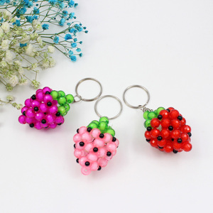 手工串珠草莓挂件材料包小草莓钥匙扣材料包散珠子饰品制作3个装