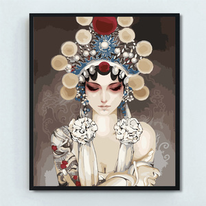 diy数字油画京剧花旦儿童涂色丙烯画填色手绘餐厅装饰画手工画
