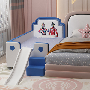 儿童床拼接床奥特曼儿童床男孩婴儿床带护栏卡通床0-12岁宝宝分床