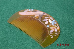 日本天然有机宝石本鳖甲螺钿发梳发钗发簪盘发饰品和服装饰品古董