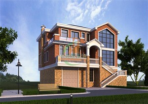 168平米复式三层别墅设计效果图纸自建房室外楼梯架空层车库仓库