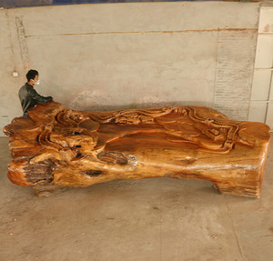 原木实木树根大号树桩超大型根雕雕刻茶台酒店大堂别墅整体茶几