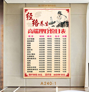 240理疗dds生物电疗法价格表定制注意事项海报挂图无框画背胶装饰