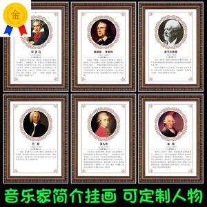 著名音乐家巴赫贝多芬kt板装饰挂画艺校教室李斯特肖邦简介海报图