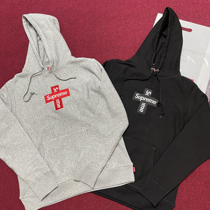 潮牌supreme cross box logo hooded帽衫十字架刺绣加绒连帽卫衣
