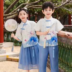 六一小学生合唱服中国风表演服夏天男女生汉服民国风幼儿园演出服