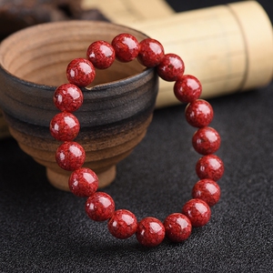 贵州铜仁万山正品真朱砂手串高含量原矿石晶体透光本命年手链男女