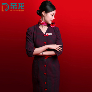 上海航空空姐制服职业套装女士空乘服装售楼部条纹团体定制工作服