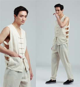 春秋唐装李小龙叶问盘扣功夫衫男女咏春马褂亚麻拉车夫套装y4008