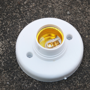 e27灯座镀铜灯头明装led球泡灯座螺口吸顶灯座圆形平底座吸顶式