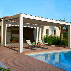 户外凉亭庭院铝合金电动百叶遮阳棚露台花园阳光房新中式四角亭子