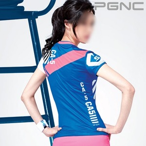韩国代购佩吉酷PGNC羽毛球服18清仓撞色字母男女速干透气短袖T恤