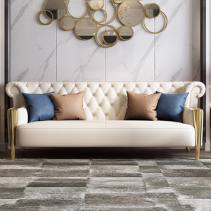 美式轻奢真皮沙发小户型三人位客厅组合北欧意式后现代简约欧式