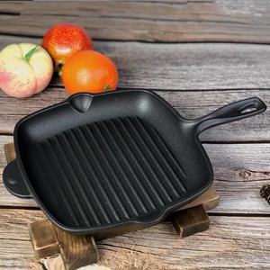 三聪铁板烧专用牛排锅煎肉锅单柄锅无涂层加厚铸铁锅平底锅不粘锅