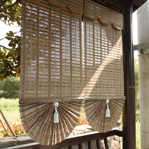 扇形竹帘竹卷帘竹窗帘门帘罗马式餐厅酒店饭店商铺茶楼遮光【预】