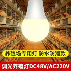 养殖专用照明灯泡DC48V伏可调光220V养鸡场防水家禽灯低压led直流