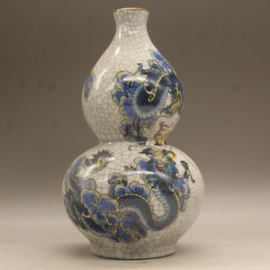 清乾隆粉彩龙纹葫芦瓶（高23CM）古玩瓷器仿古瓷器摆件