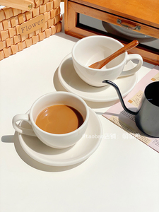 原单出口尾单陶瓷咖啡杯碟套装ins轻奢简约纯白下午茶甜品美式
