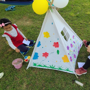 203人付款淘宝i儿童手绘帐篷户外活动diy画画涂鸦三角帐篷宝宝游戏屋