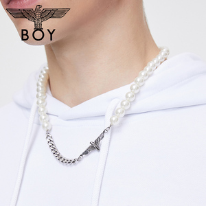 舍曼莎 boy london 20秋冬金属老鹰珍珠拼接设计情侣款项链905201