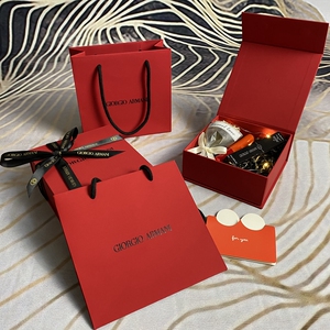 专柜正品阿玛尼/armani口红纸袋唇膏礼品袋包装盒红色礼盒 纸袋