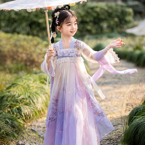 花神女童汉服儿童古装春季连衣裙大童古风超仙中国风花仙子公主裙