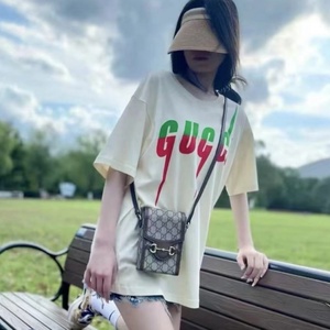 正品代购gucci/古驰短袖t恤经典闪电刀锋字母拼色女印花宽松t恤男