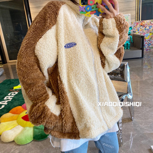 xoxoxgoodboy/双拼撞色羊羔绒外套