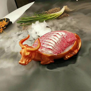 树脂创意牛盘刺身盘干冰盘火锅店牛羊组合肥牛盘个性自助餐凉菜盘