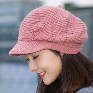 妈妈女士帽子2021新款时尚秋冬百搭毛线八角帽女绒线帽洋气漂亮的