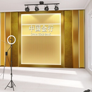 黄金首饰店装修定制logo墙纸卖珠宝直播背景墙壁纸金色高级感墙布