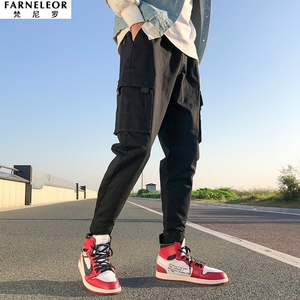搭配aj高帮鞋裤子小个子穿搭工装裤矮个子男生搭配束脚九分裤显高