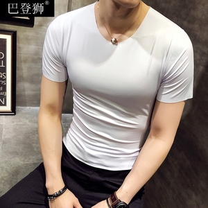 修身t恤男显胸肌肌肉服装嗯假肌肉卫衣短袖冰丝滑料无痕t恤多色款