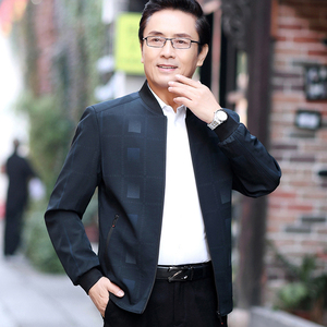 中年男士夹克爸爸秋装外套40岁老爸休闲薄款上衣50中老年春秋衣服