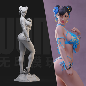 春丽泳衣 街头霸王 1/24白模gk手办 35比例兵人3d打印模型 444