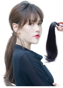 网红假发夏季短发 马尾假发女绑带款短款直发假马尾接发微卷假发