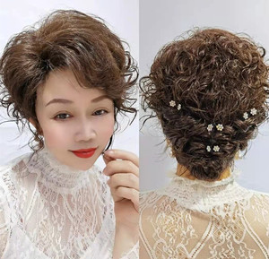 全真发弹力网旗袍秀盘花假发女长发逼真全头套抖音爆款盘发头套