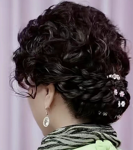 全真发烫染卷编盘发复古盘发中假发老年假发旧上海造型复古盘发