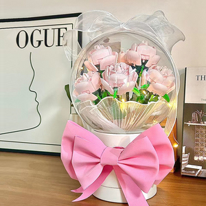 波波球抱抱桶手工diy积木玫瑰花束女孩结婚新婚礼物礼盒520送女友