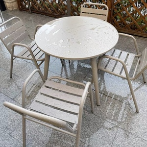 休闲铝合金户外阳台圆形桌椅子组合套装洽谈室外摆奶茶店咖啡铁艺