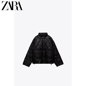 ZARA KISS 秋冬新款女装黑色立领棉服皮衣夹克外套 2969245 800